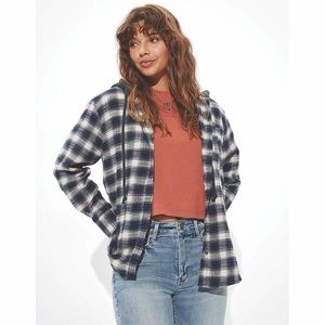 Blue and Cream Plaid Flannel from American Eagle